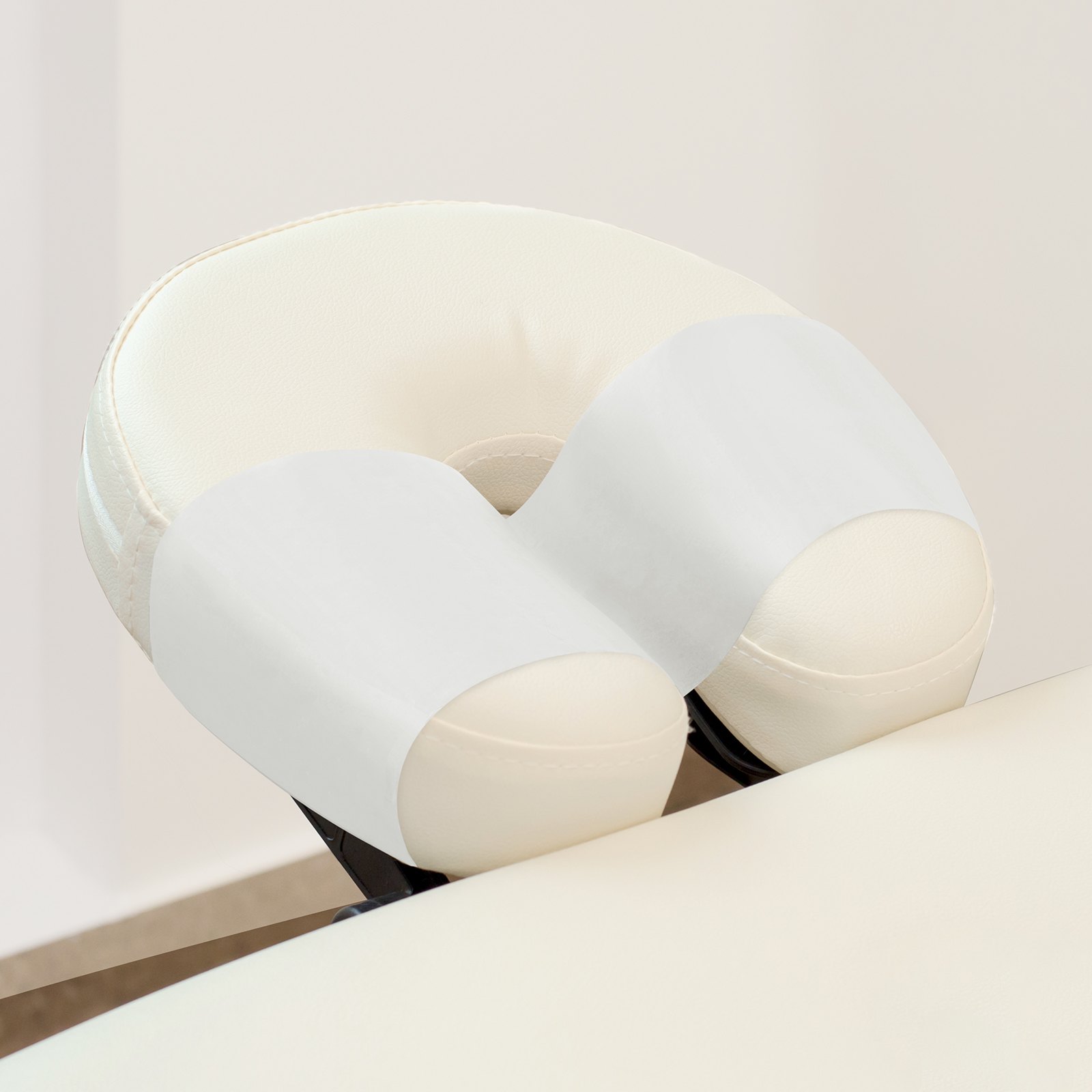 VEVOR Disposable Face Pillow & Massage Table Covers, 25 Packs 216 mm x 38.1 m, with Crepe Paper, Headrest Paper, Ideal for Massage, Examination & Chiropractic Tables, White