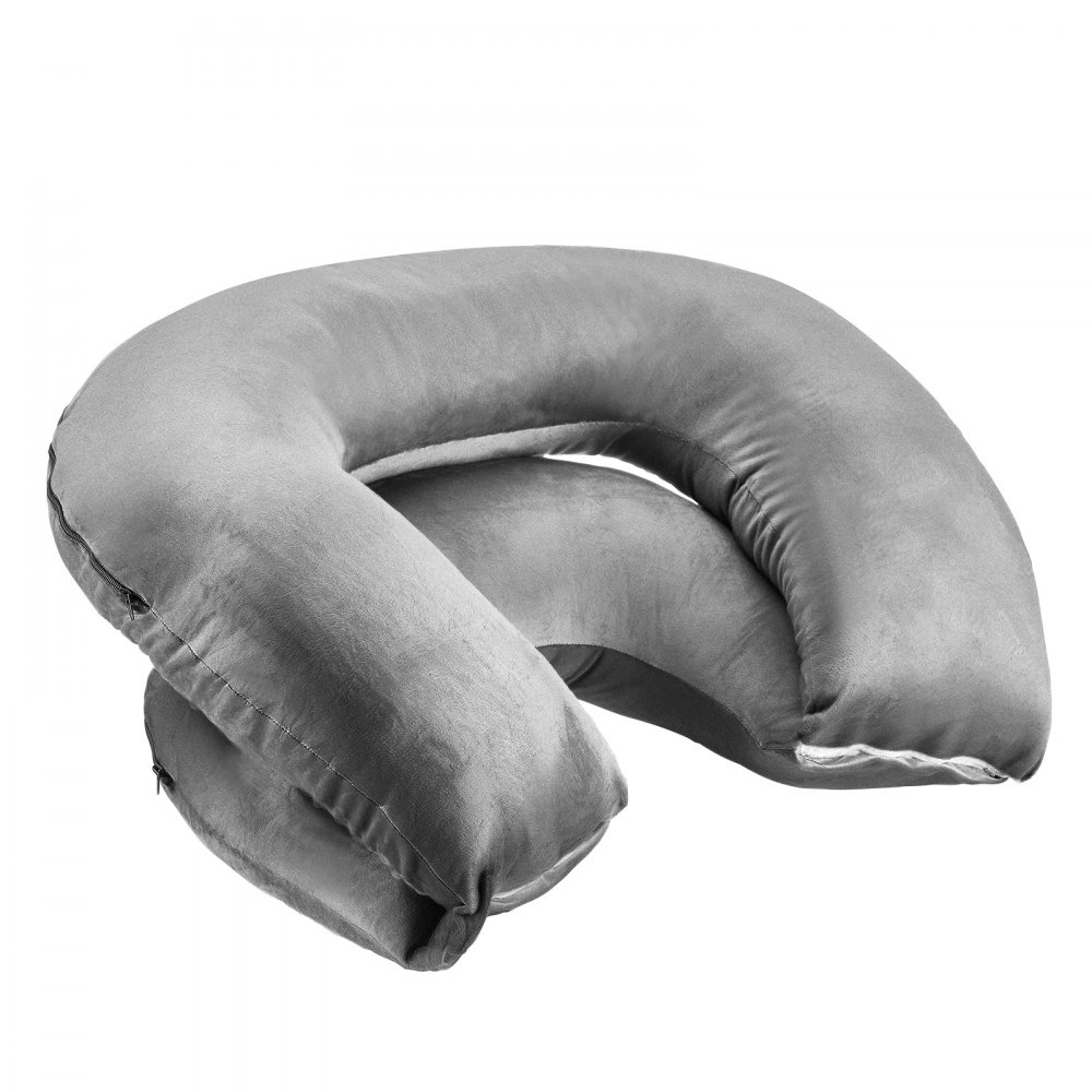VEVOR Lesekissen großes U-förmiges Sitzkissen (1143 x 889 x 178 mm), waschbares Bettkissen mit weichem Samt, Bettruhe-Rückenkissen ideal zum Lesen Spielen Ausruhen Arbeiten, Grau