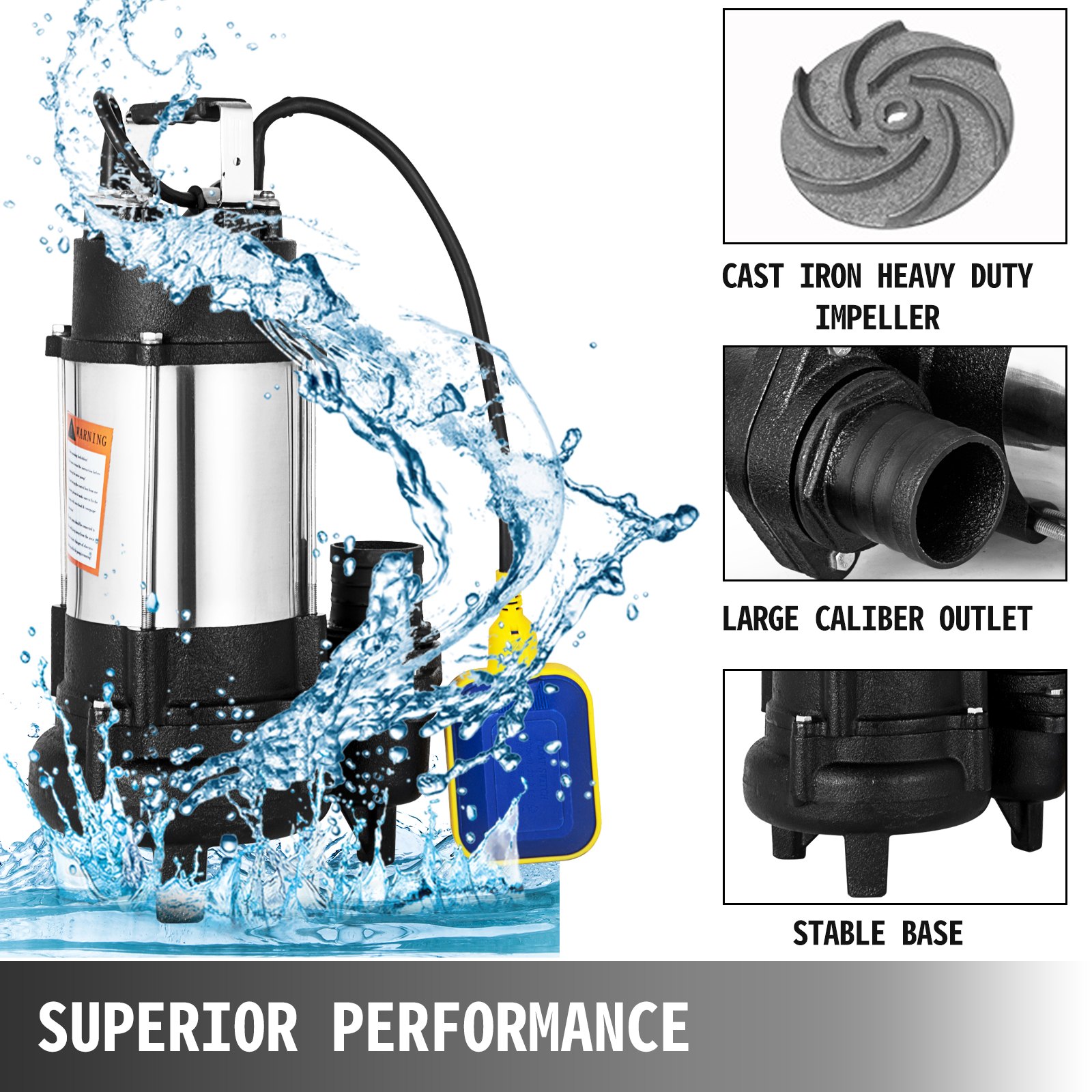 750w Gardena Tauchpumpe 33000l / H Abwasserpumpe Wasserpumpe Entwässerungs-pumpe