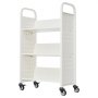 VEVOR Bücherwagen, 150 kg Tragkraft, Bibliothekswagen, 77 x 38 x 122 cm, einseitiges V-förmiges Bücherregal mit Doppelbremsrollen, für Wohnzimmer, Büro, Schule, Weiß