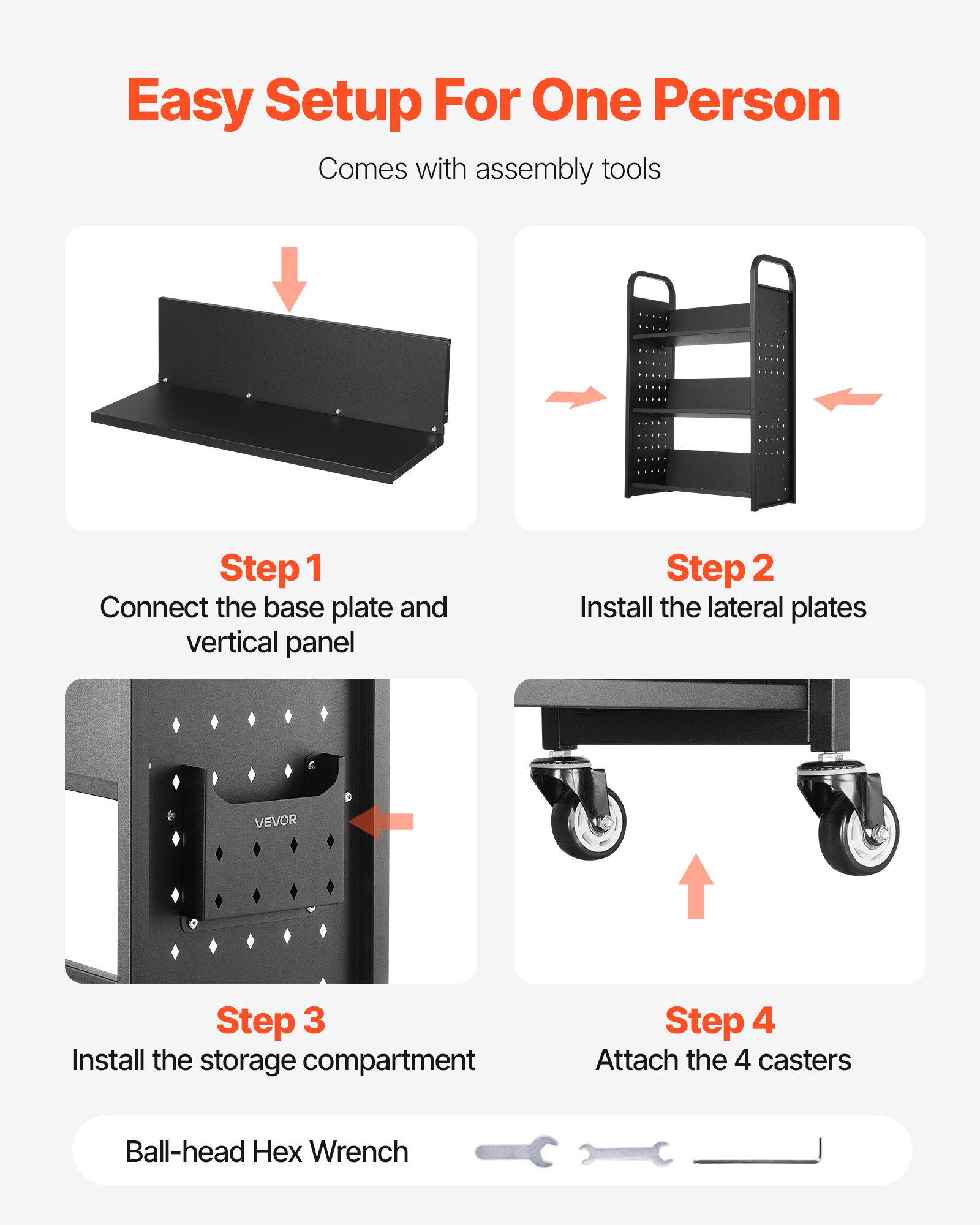 VEVOR Bücherwagen, 150 kg Tragkraft, Bibliothekswagen, 77 x 38 x 122 cm, einseitiges V-förmiges Bücherregal mit Doppelbremsrollen, Bücherregalwagen für Wohnzimmer, Büro, Schule, Schwarz