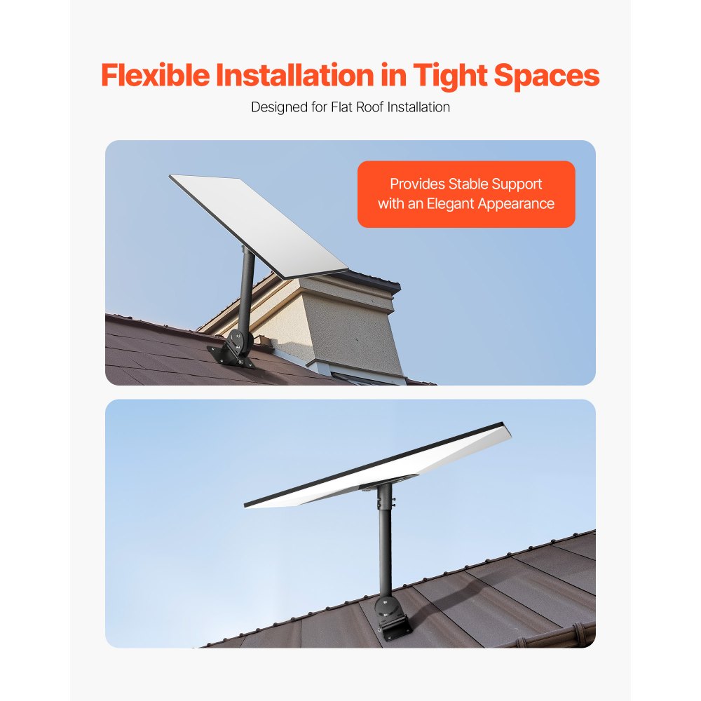 VEVOR Starlink Gen 3 Dachhalterung, 180x140x520 mm, einstellbarer Winkel 30°-150°, mit Montagezubehör-Kit, robuster Stahladapter, 410 mm Verbindungsrohr, kompatibel mit Gen 3 und V3, schwarz