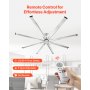 VEVOR 244 cm Deckenventilator ohne Beleuchtung, 6-Gang-Fernbedienung, 8 Flügel aus Alu, Gleichstrommotor, Ventilator für Schlafzimmer, Wohnzimmer, Terrasse, Innen-/Außenbereich, gebürstetes Nickel