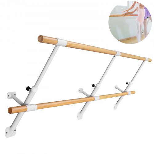 VEVOR 3 M Ballettstange Wand Montierte Stretchleiter 20KG Einzelstange Ballettstange Wandhalterung Höhenverstellbar Stabil zu Hause Turnhallenstange für Tanz und Bewegungstraining(3M, Weiß)