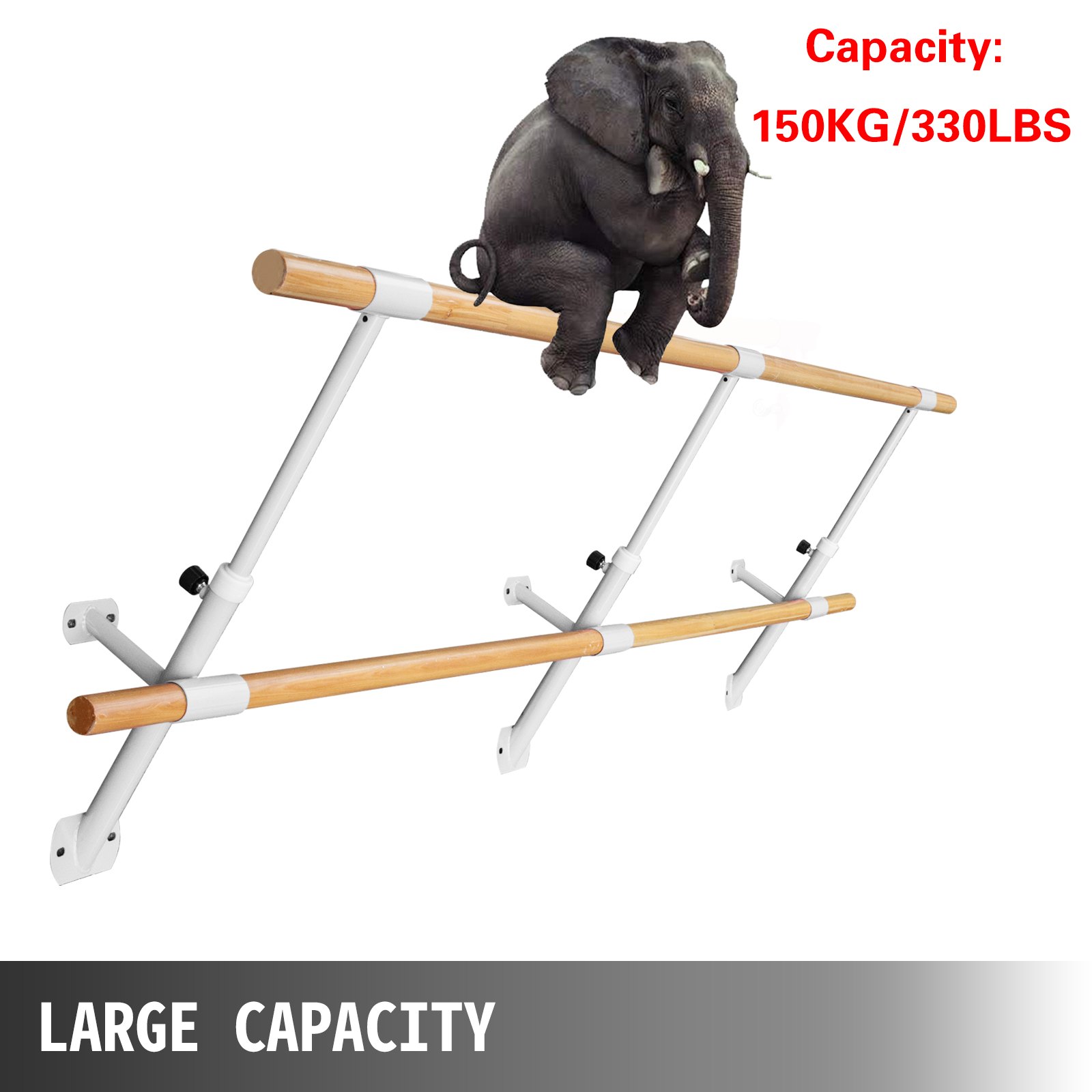 VEVOR 3 M Ballettstange Wand Montierte Stretchleiter 20KG Einzelstange Ballettstange Wandhalterung Höhenverstellbar Stabil zu Hause Turnhallenstange für Tanz und Bewegungstraining(3M, Weiß)