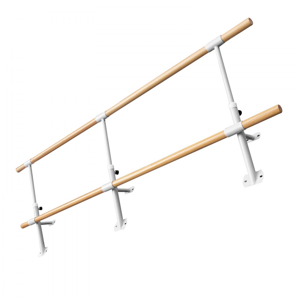 VEVOR 4M Ballettstange Wand montierte Stretchleiter 20KG Einzelstange Ballettstange Wandhalterung Höhenverstellbar Stabil zu Hause Turnhallenstange Tanz- und Bewegungstraining(4M, Weiß)