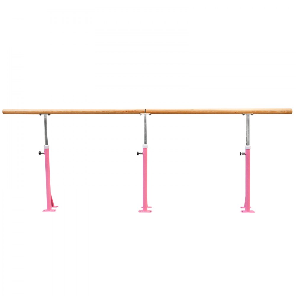 VEVOR 3 M Ballettstange Freistehend Bodenstehend Bodenmontage Stretchleiter Einzelstange Ballettstange Höhenverstellbar Stabil Zuhause Tanz Training(3M, Pink)