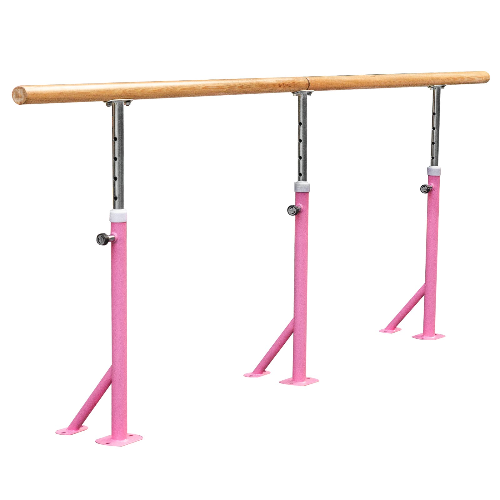 VEVOR 3 M Ballettstange Freistehend Bodenstehend Bodenmontage Stretchleiter Einzelstange Ballettstange Höhenverstellbar Stabil Zuhause Tanz Training(3M, Pink)