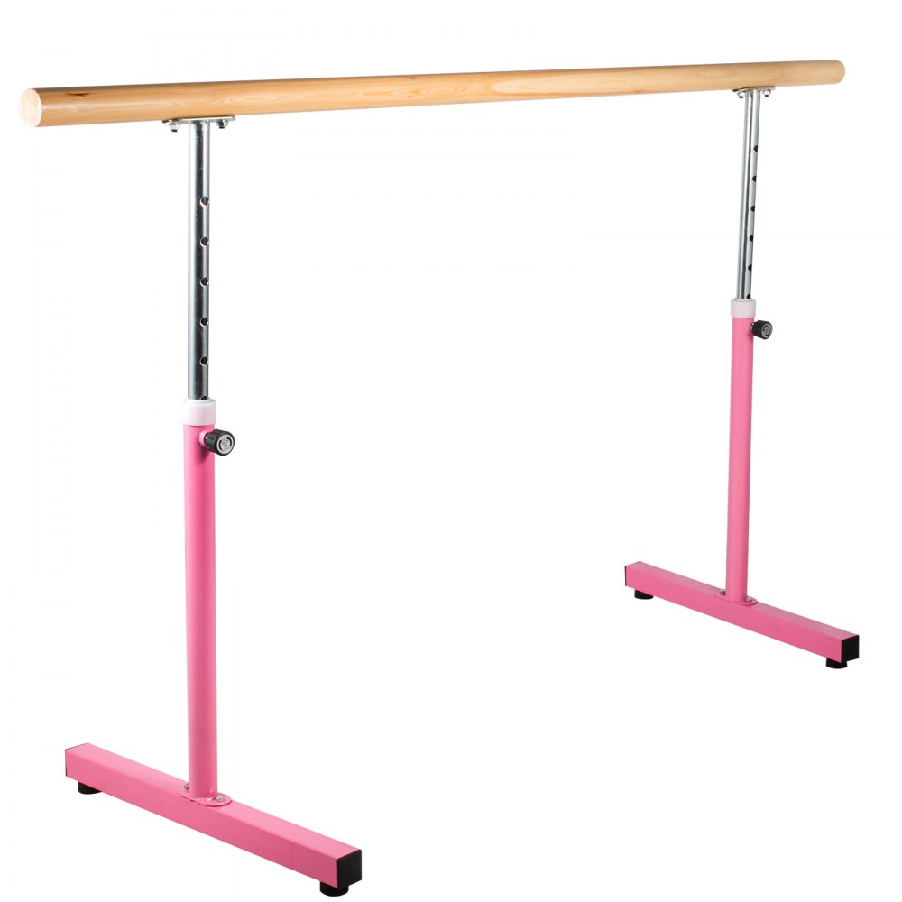 VEVOR 2M Ballettstange Freistehend Stretchleiter Doppelstange Ballettstange Höhenverstellbar Stabil Zuhause Tanz Training(2M, Pink)