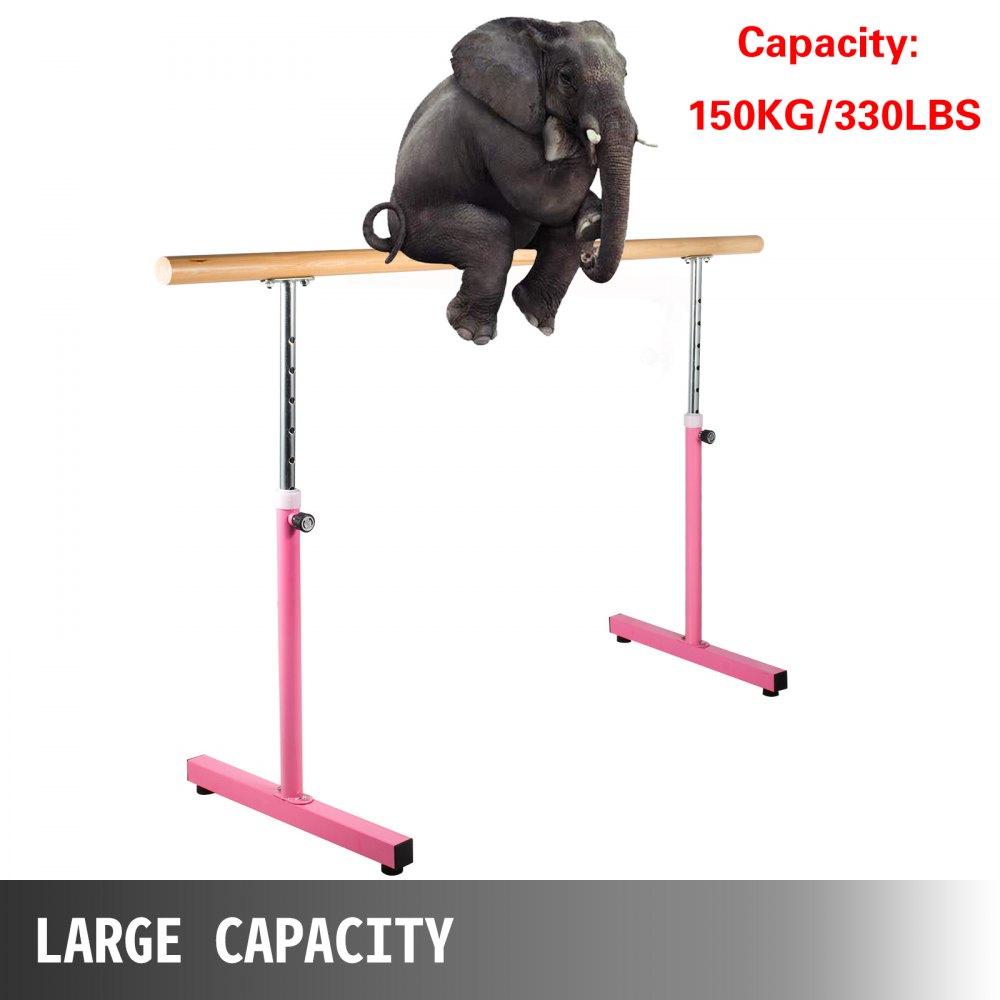 VEVOR 2M Ballettstange Freistehend Stretchleiter Doppelstange Ballettstange Höhenverstellbar Stabil Zuhause Tanz Training(2M, Pink)