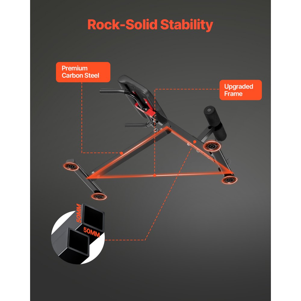 VEVOR römischer Stuhl Hyperextensionsbank Rückenstrecker 113 kg belastbare und faltbare Extensionsmaschine, Trainingsgerät für Rückenmuskeltraining, Fitness-Hantelbank für das Heim-Fitnessstudio