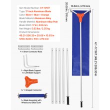 VEVOR Schnee Dachrechen, 432 mm Aluminiumklinge, 125-542cm verstellbarer Schneeschieber mit Rädern & Gleitschiene, Schneeräumwerkzeug zum Entfernen von Laub & Schnee auf Hausdächern