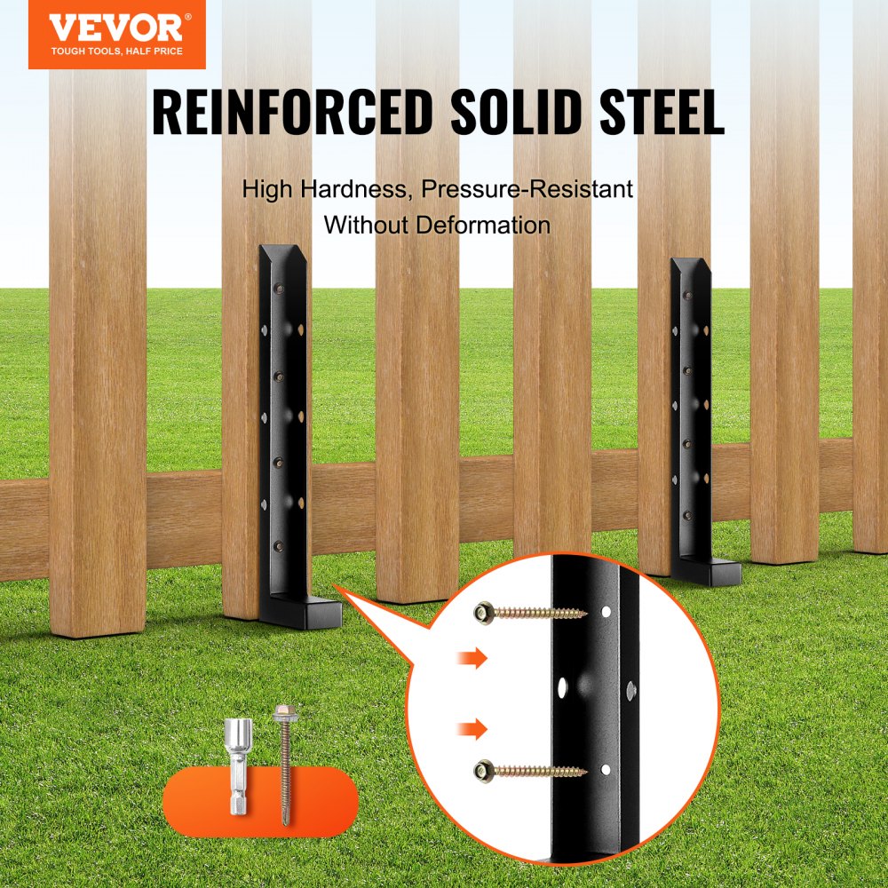 VEVOR Reparaturset für Zaunpfostenanker, 4er-Pack, Innendurchmesser 51 x 51 mm, robuste Stützpfähle für Zaunpfosten aus Stahl, Anker-Erdspieß zur Reparatur von schiefen, gebrochenen Holzzaunpfosten