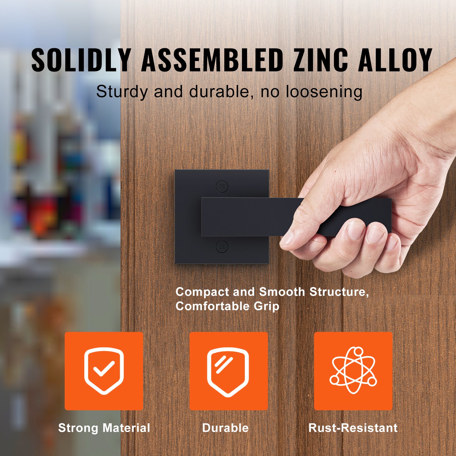 VEVOR 145 x 145 mm Dummy Türklinke Türbeschläge,1 Stück Schrankgriffe Dekorative Türgriffe, Türdrücker Geeignet für Türgriff der Badezimmertür Kleiderschrank, Schwarze Möbelgriffe Stilvoll Quadrat