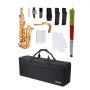 VEVOR Tenorsaxophon, B-Dur, Messingsaxophon-Anfängerset mit Tragetasche, Mundstück, Gurten, Reinigungstuch, Handschuhen, Umhängeband, 23-Tasten-Tenorsaxophon-Set, für Anfänger & Schüler, Gold