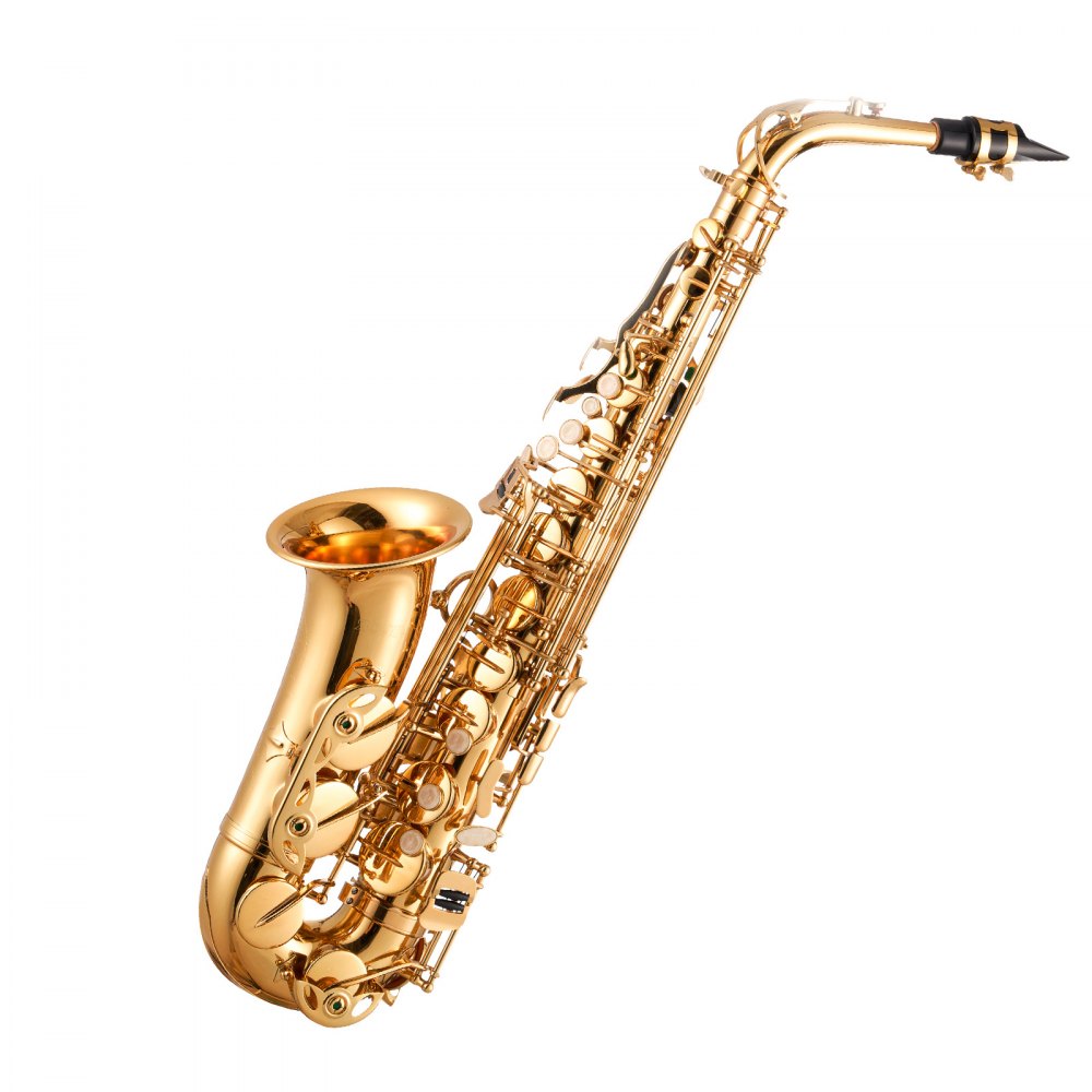 VEVOR Alto Saxophone, E Major, Brass Saxophone Beginner Set with Carrying Case, Mouthpiece, Straps, Cleaning Cloth, Gloves, Grease, Neck Strap, 23 Key Alto Saxophone Set, for Beginners & Students, Gold