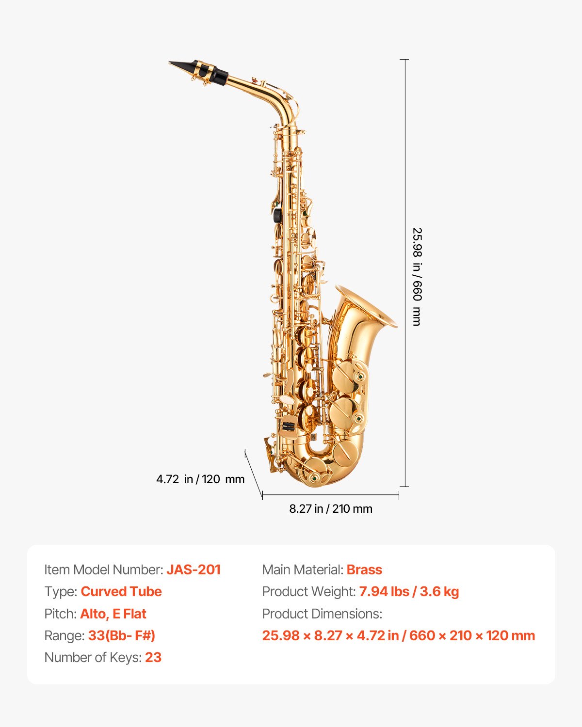 VEVOR Alto Saxophone, E Major, Brass Saxophone Beginner Set with Carrying Case, Mouthpiece, Straps, Cleaning Cloth, Gloves, Grease, Neck Strap, 23 Key Alto Saxophone Set, for Beginners & Students, Gold