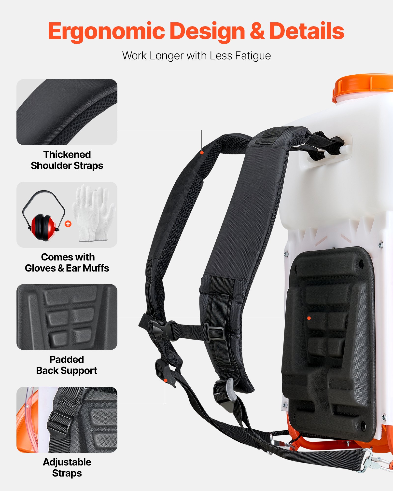 VEVOR Rucksack-Nebelsprühgerät, 63 cc, 3 PS-Motor, gasbetriebener Nebelsprüher mit 16 L-Tank, Pulver- & Flüssigkeitsnebelsystem, für Gartenarbeit & Landwirtschaft, Gemüsegewächshäuser
