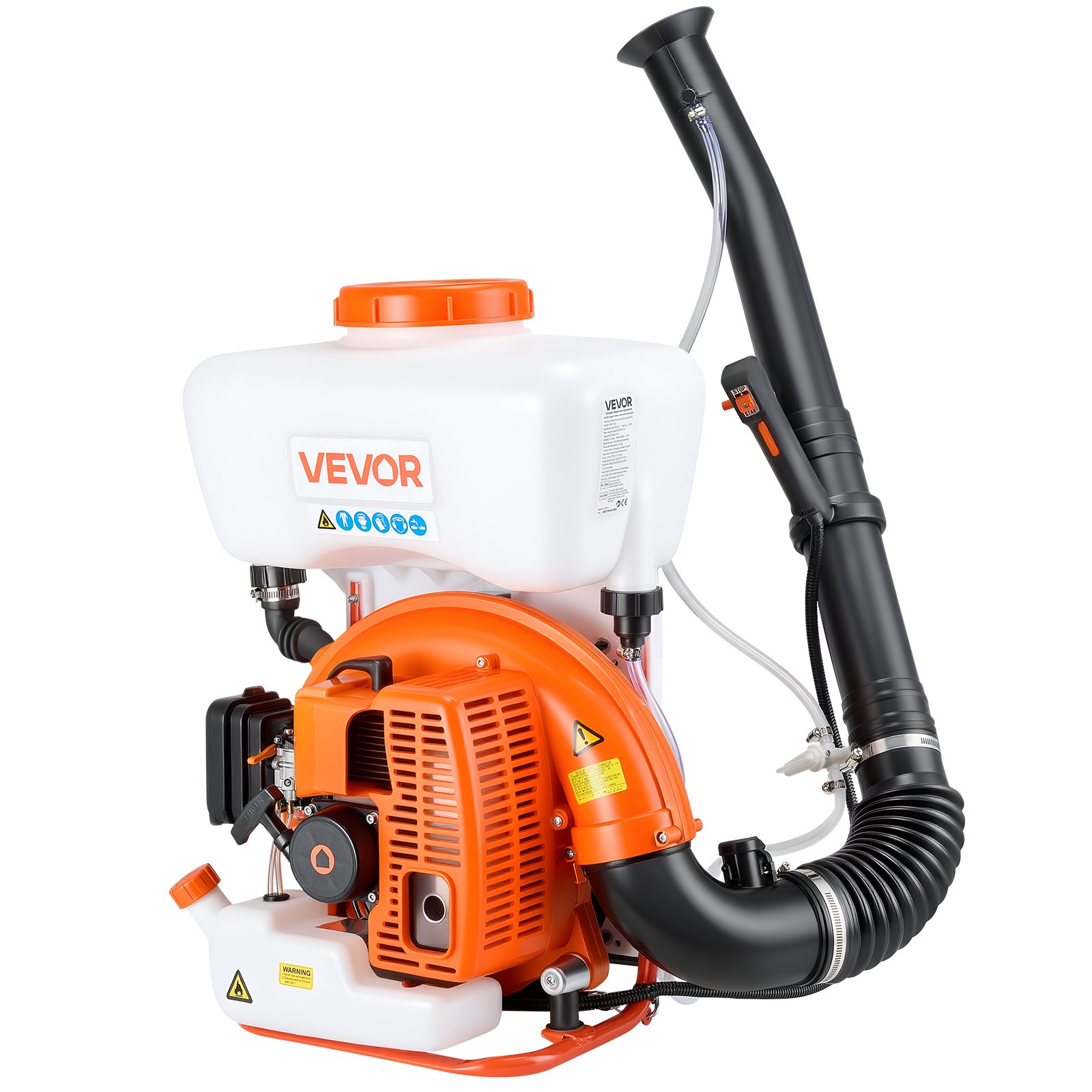 VEVOR Rucksack-Nebelsprühgerät, 63 cc, 3 PS-Motor, gasbetriebener Nebelsprüher mit 16 L-Tank, Pulver- & Flüssigkeitsnebelsystem, für Gartenarbeit & Landwirtschaft, Gemüsegewächshäuser