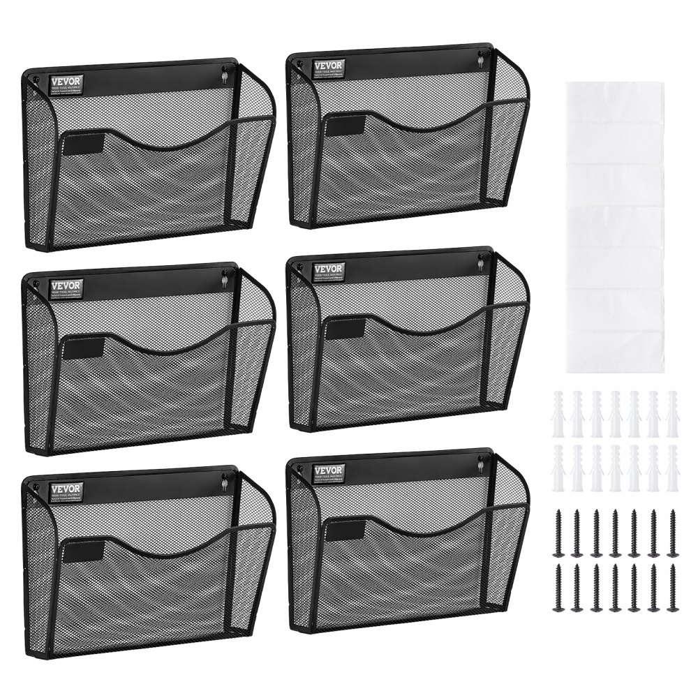 VEVOR 6 Pack Wand Zeitungshalter, Einzelfach wandmontierter Organizer Zeitungsständer aus Metall, Magazinhalter Prospekthalter für Zeitschriften Papier und Dokumente Aktenablage für Büro Schule
