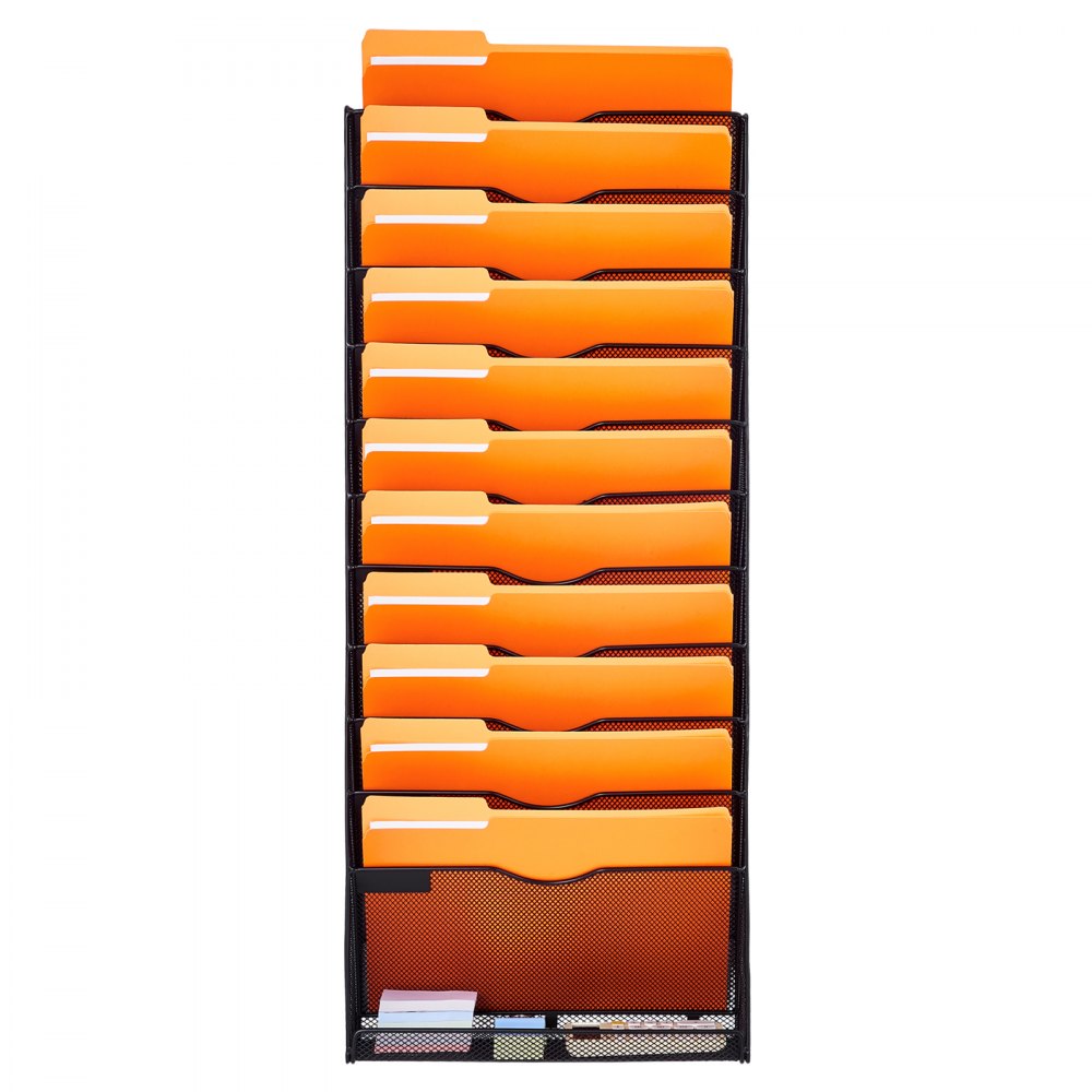 VEVOR Wall-Mounted Newspaper Holder, 1 pc. Brochure Holder with 12 Compartments, Wall-Mounted Metal Organizer, Magazine Holder for Magazines, Paper and Documents, File Organizer for Office
