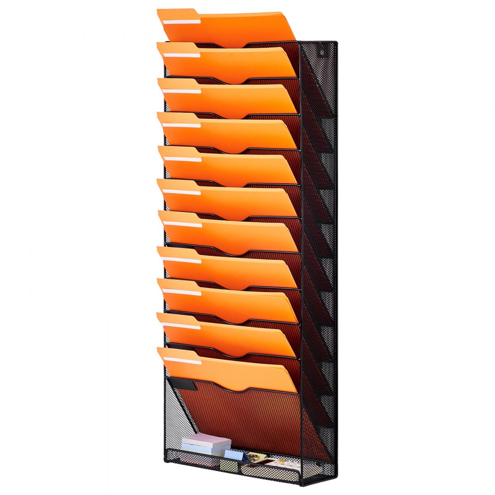 VEVOR Wall-Mounted Newspaper Holder, 1 pc. Brochure Holder with 12 Compartments, Wall-Mounted Metal Organizer, Magazine Holder for Magazines, Paper and Documents, File Organizer for Office