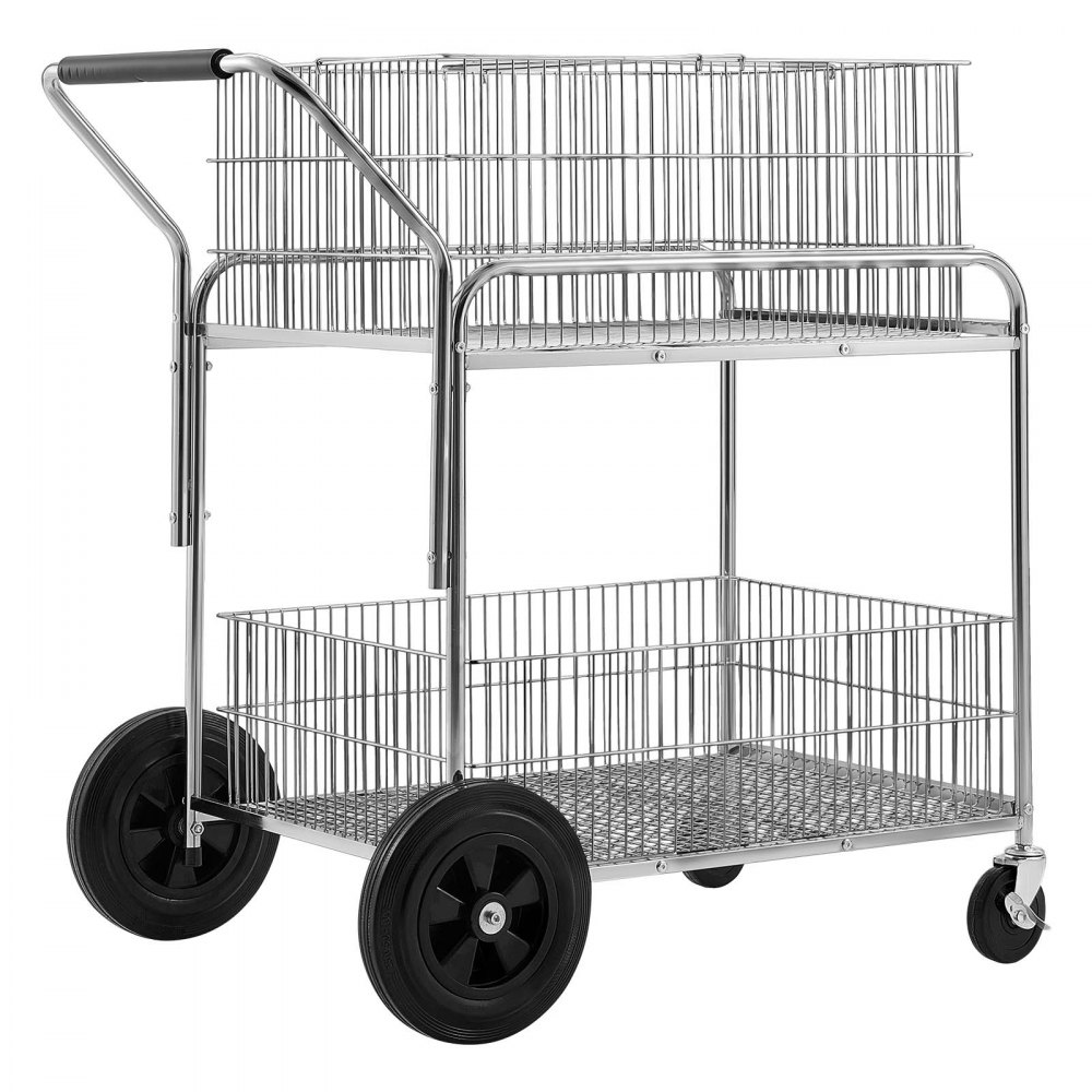 VEVOR Rollbarer Aktenwagen, 2-stöckig, fahrbarer Draht-Postwagen mit feststellbaren Rädern, für Büroarchive, robuster Aktenordner-Organizer, Tragkraft 120 kg, Maße: 95,4 x 56,9 x 96,5 cm