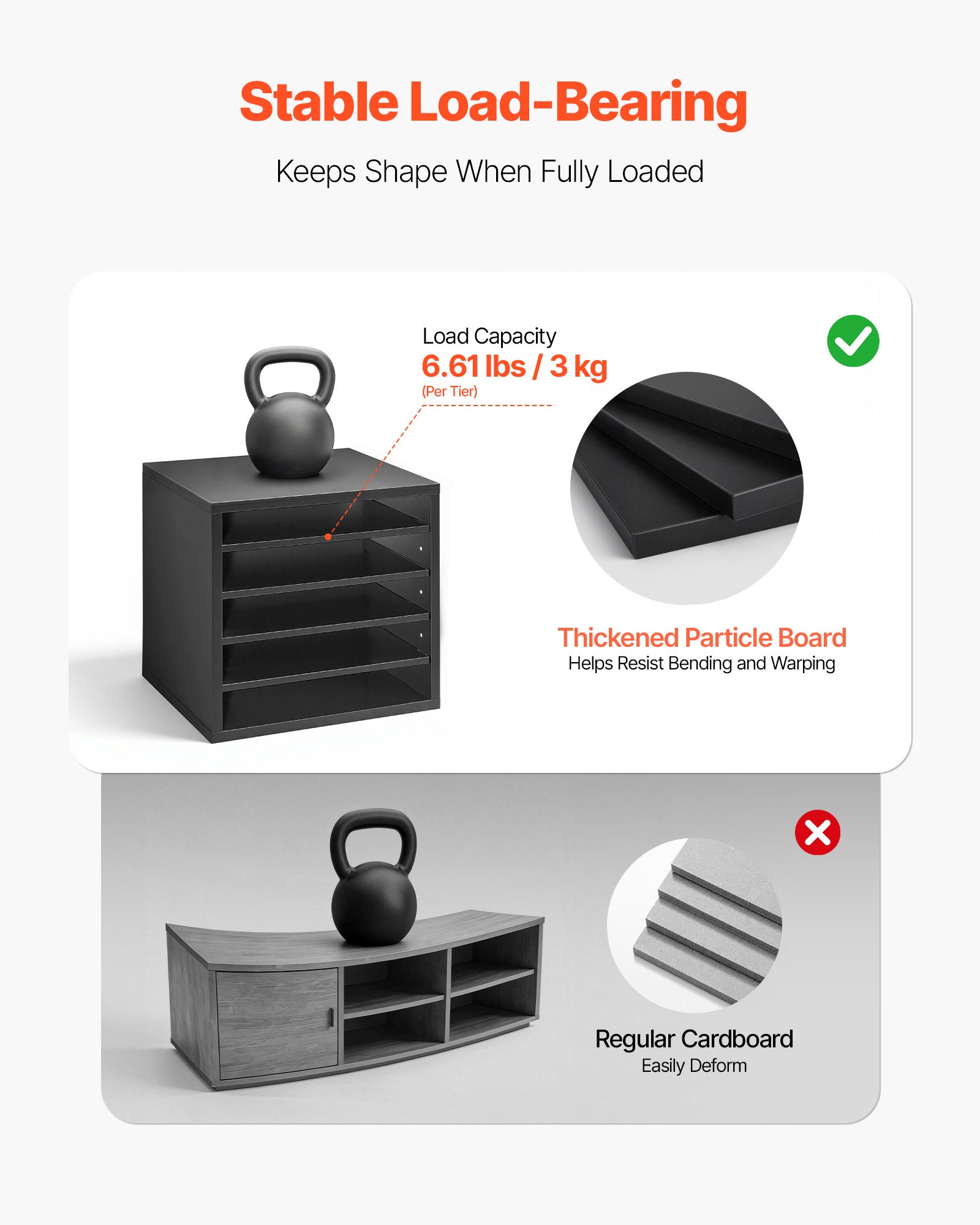 VEVOR Literature Organizer, 5 Compartments Office Mailbox with Adjustable Shelves, Wooden Mailbox Sorter with MDF, Countertop Office Home Classroom Storage Organizer for File, Document, Paper, Black