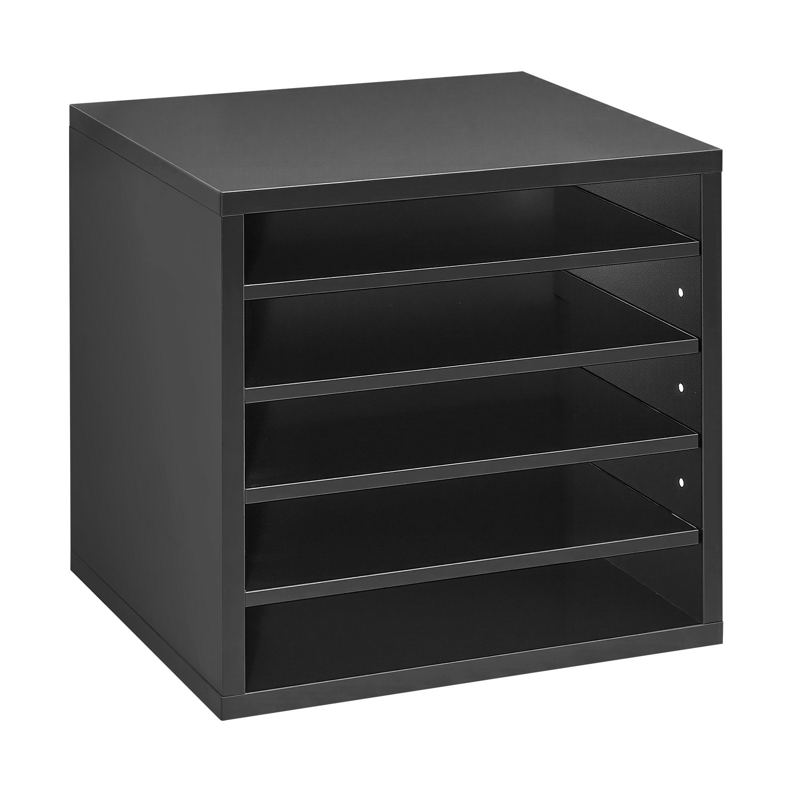 VEVOR Literature Organizer, 5 Compartments Office Mailbox with Adjustable Shelves, Wooden Mailbox Sorter with MDF, Countertop Office Home Classroom Storage Organizer for File, Document, Paper, Black