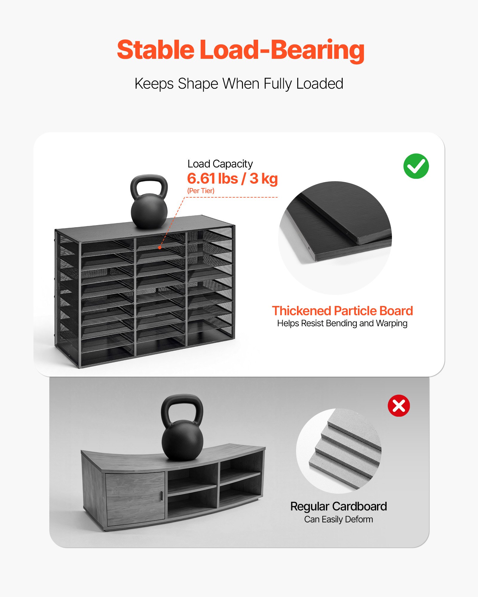 VEVOR Briefablage mit 27 Ablagefächern & Herausnehmbarem Drahtgitter, Dokumentenablage aus Metall, Aktenhalter für Büro Zuhause Klassenzimmer, Literaturorganizer für Akten Dokumenten Papier, Schwarz