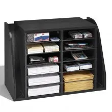 VEVOR Briefablage mit 12 Fächern & Stehsammle, Dokumentenablage aus Spanplatten, Aktenhalter für Büro Klassenzimmer, Literaturorganizer für Akten Dokumenten Papier, Schreibtisch Organizer Schwarz