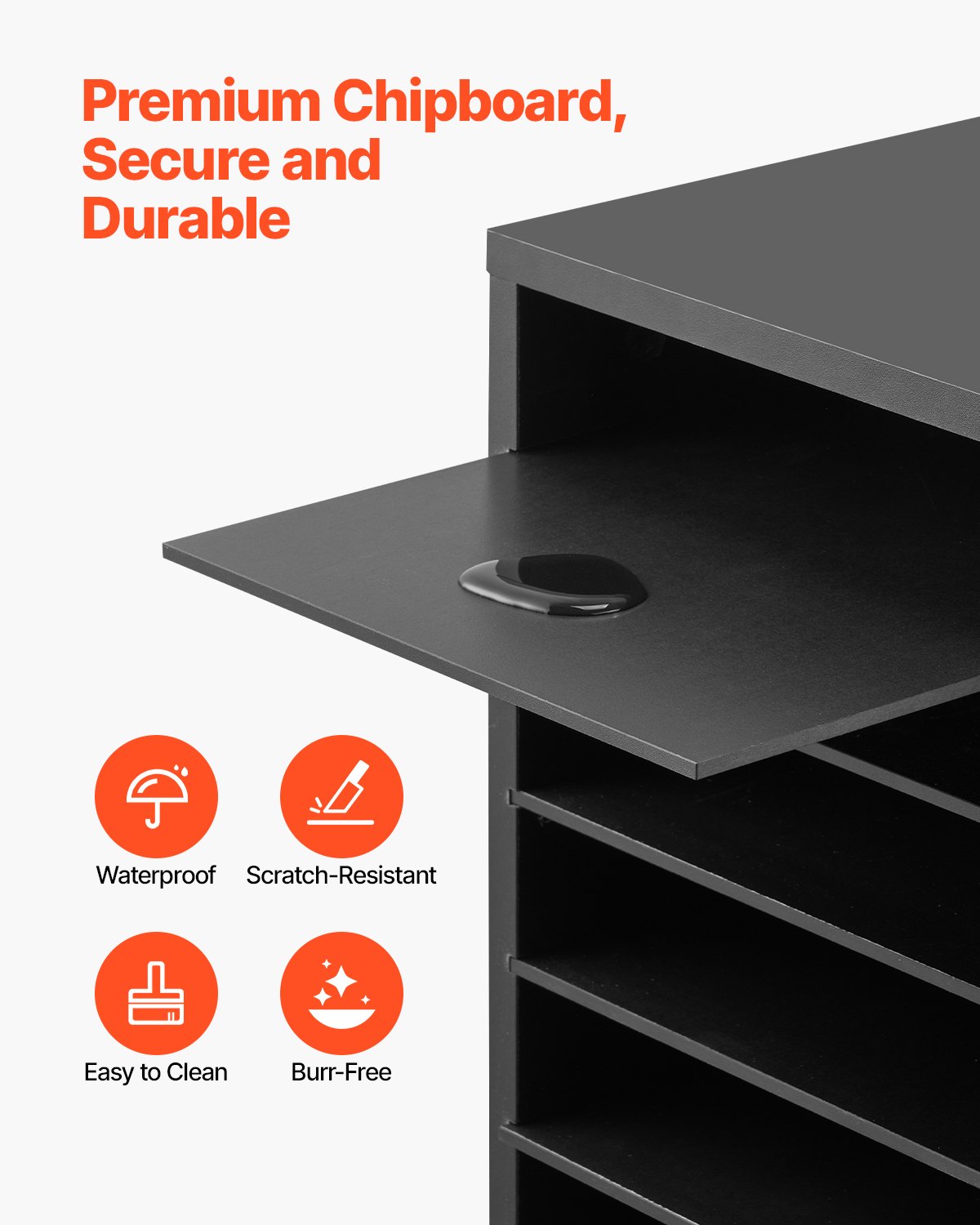 VEVOR Literatur-Organizer Dokumentenablage mit 27 Fächern & herausnehmbaren Regalen, Aktensortierer Briefablage aus Holz, Spanplatte, Aufbewahrung für Büro Klassenzimmer Aktensortierer Schwarz