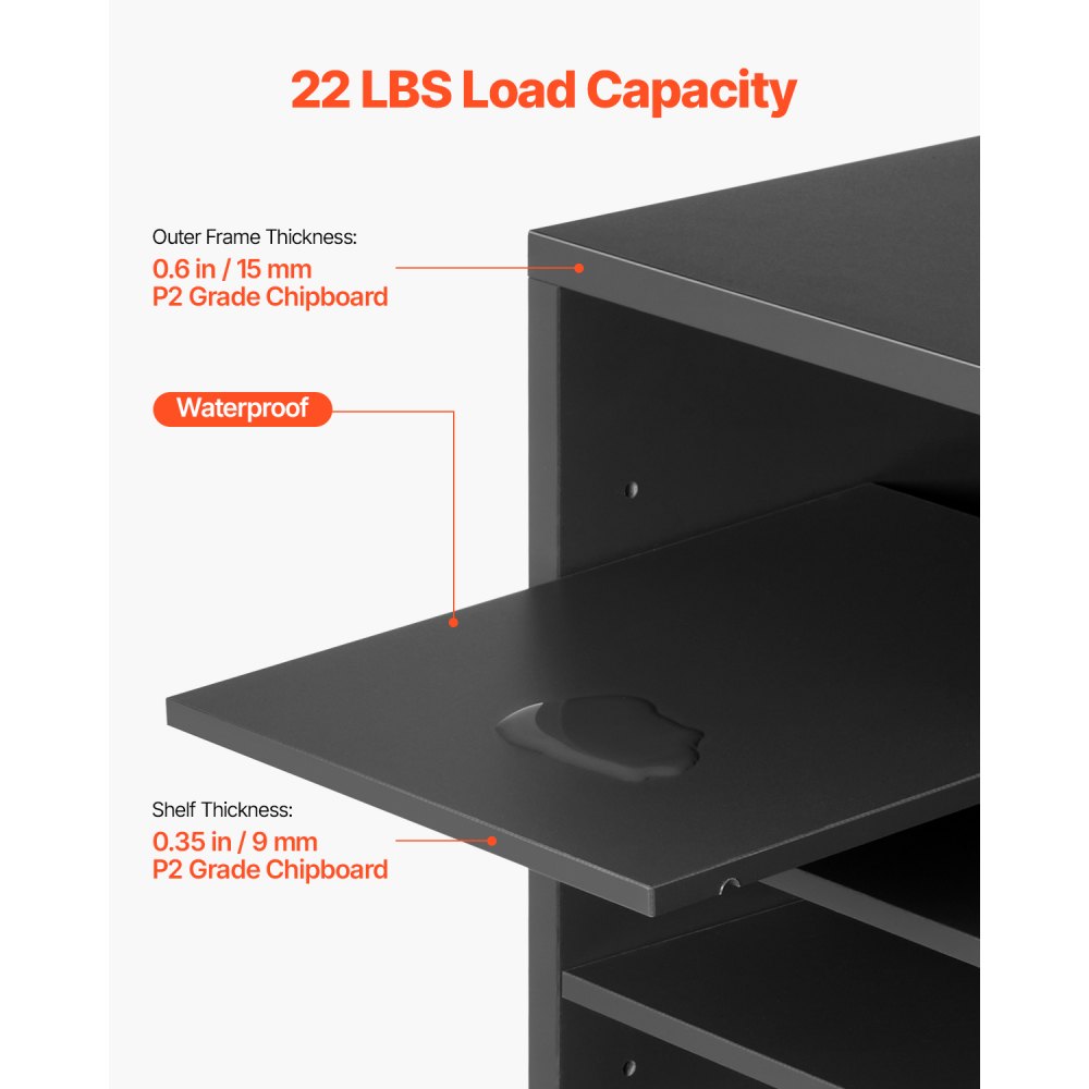 VEVOR Literature Organizer Document Tray with 24 Compartments & Adjustable Shelves, File Sorter Letter Tray Document Storage Made of Chipboard and MDF, Storage for Office Classroom Gray