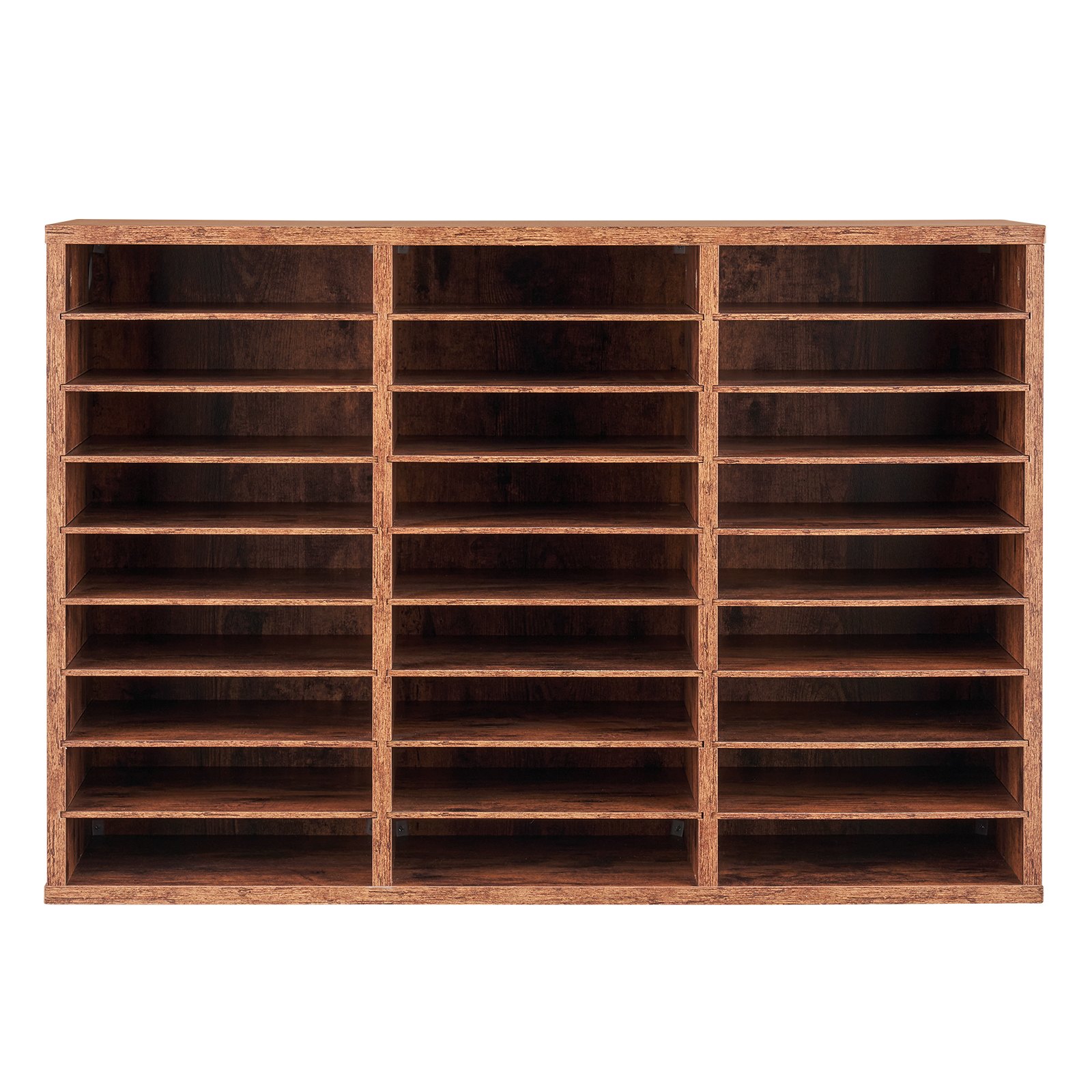 VEVOR Literature Organizer Document Tray with 27 Compartments & Removable Shelves, File Sorter Letter Tray Made of Wood, Chipboard, Storage for Office Classroom File Sorter Dark Brown