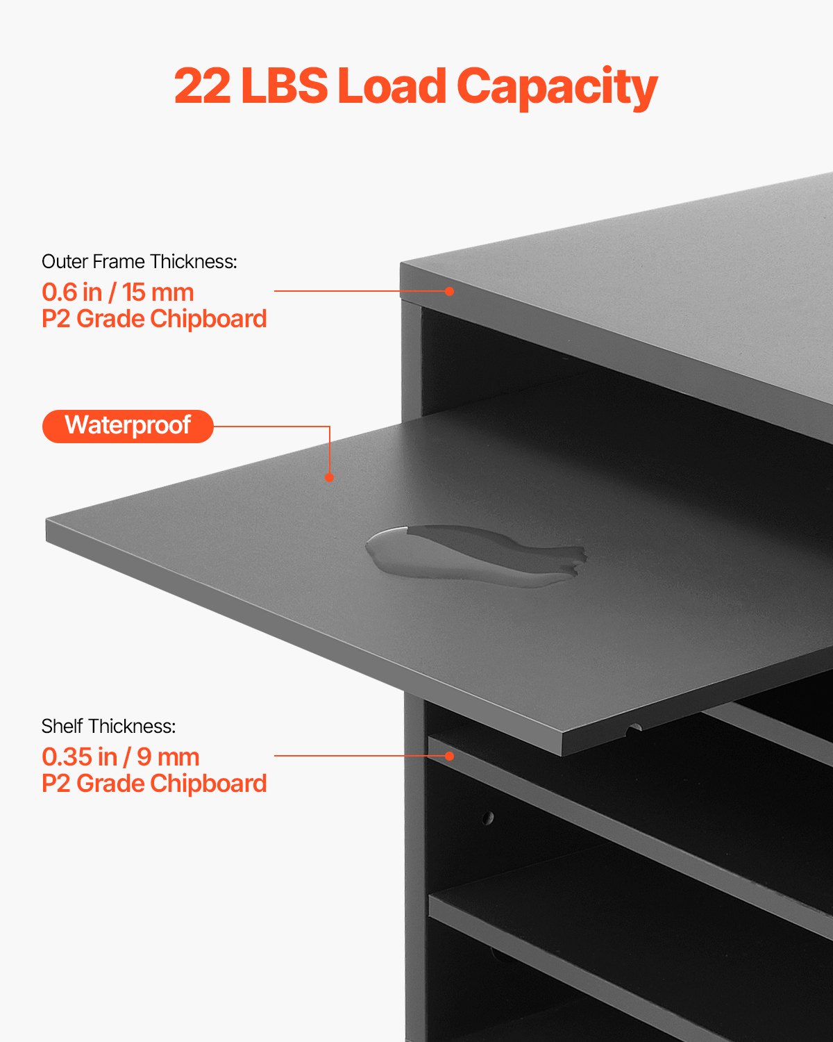 VEVOR Literature Organizer Document Tray with 5 Compartments & Adjustable Shelves, File Sorter Letter Tray Document Storage Made of Chipboard and MDF, Storage for Office Classroom Gray