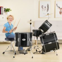 VEVOR 5-teiliges Schlagzeug-Set für Kinder Drum mit Thron Schwarz