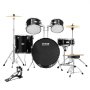 VEVOR Schlagzeug, 5-teilig, Drum in voller Größe mit Bass-Toms, Snare, Standtrommel, verstellbaren Thronständern, Becken, Hi-Hat-Pedal und Drumsticks, Anfänger-Schlagzeug für Erwachsene, schwarz