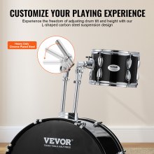 VEVOR 5-teiliges Schlagzeug-Set Drum in voller Größe mit Thronständer Schwarz