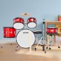 VEVOR Schlagzeug Set, 5-teilig, Drum Kit für Anfänger, inkl. Basstrommel, Snare, Tomtoms, Standtom, Crash-Becken, Hi-Hat mit Ständer, Musik-Lern-Instrumentenset, für Kinder von 6–13 Jahren (rot)