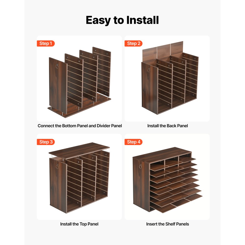 VEVOR Wood Literature Organizer 27 Compartments Office Mailboxes Brown, Countertop Literature Sorter for Files Documents Papers, with Adjustable Shelves, for Office, Home, Classroom Organization