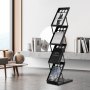 VEVOR Brochure Stand, Floor Brochure Stand, 4 Compartments, Foldable, Literature Stand, Newspaper Catalog Stand, Booklet Stand with Carrying Bag for Shops, Exhibitions, Offices, 27 x 36 x 125 cm, Black