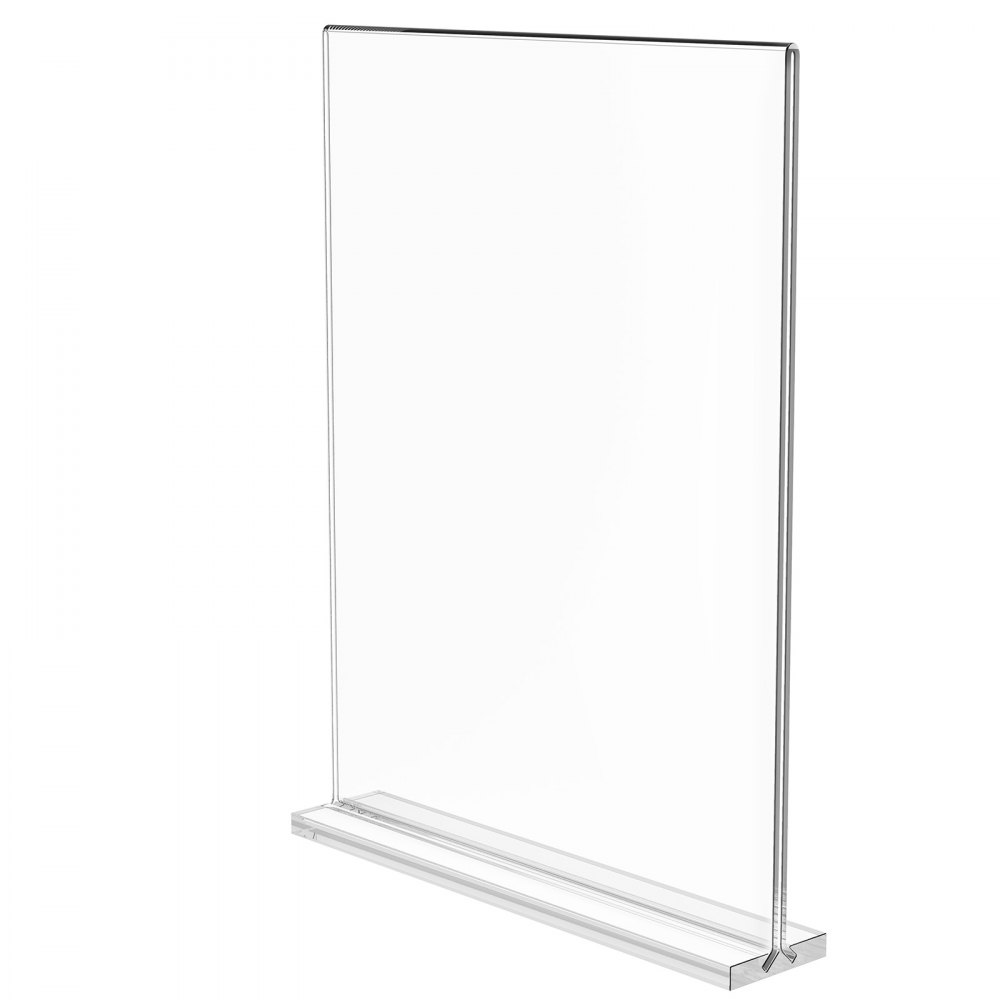 VEVOR Sign Holder Tabletop Display Stand, 6 pcs. 223.52 x 279.4 mm Brochure Holder, T-Shaped Double-Sided Display Sign Stand, Transparent Acrylic Menu Holder for Restaurant, Office, Wedding, Bar