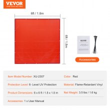 VEVOR Schweißvorhang-Schirm, 6'x6', schwer entflammbarer Vinyl-Hängeschweißschirm