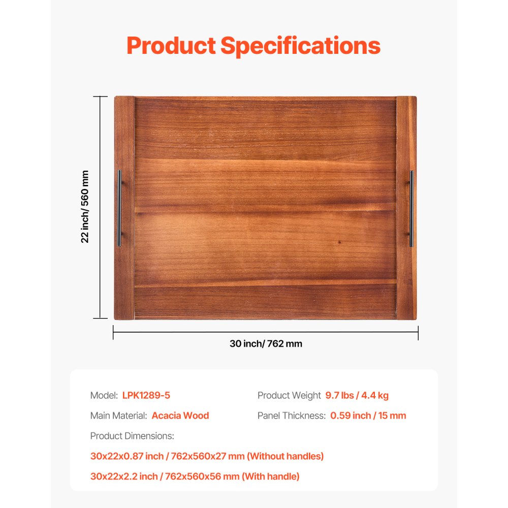 VEVOR Nudelbrett Herdabdeckung Herdabdeckplatten aus Kiefernholz für Elektroherd & Gasherd, Herdplatten-Abdeckung für Arbeitsfläche, Abdeckplatte mit Griffen (76,2 x 55,88 cm) dunkle Holzfarbe