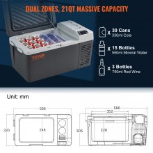 VEVOR 20 L Kühlboxen Tragbarer Kühlschrank Elektrische Gefrierbox Klein Gefrierschrank -20 ~ 10 °C Elektrische Kompressor Kühlbox