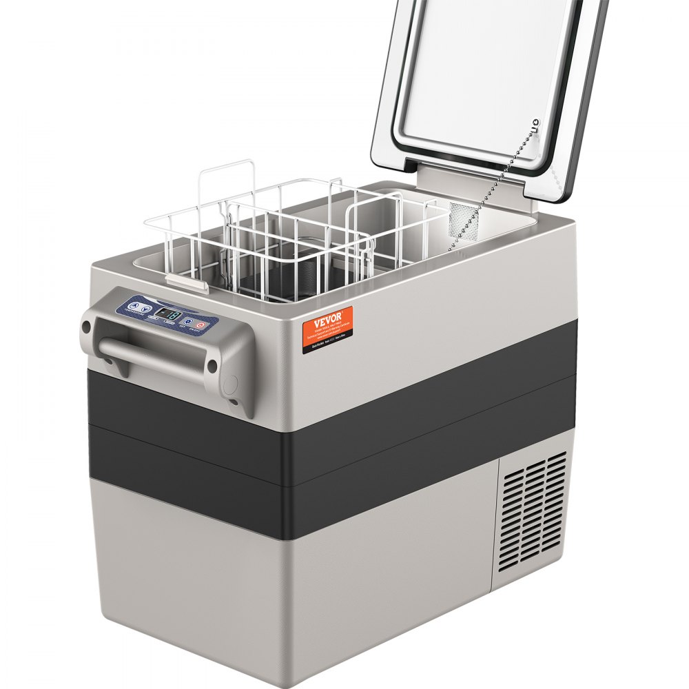 VEVOR 12 V Autokühlschrank Auto Kühlbox, Tragbarer 52-Liter-Gefrierschrank mit zwei Zonen & Griff, Einstellbarer Bereich von -20~10 ℃, Kompressorkühler Lkw Boot Outdoor Camping