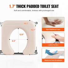 VEVOR Toilettenstuhl, Nachtstuhl mit Gepolstertem Sitz, Herunterklappbaren Armlehnen, 7-stufig Höhenverstellbar 490-640 mm, Abnehmbarer Eimer, 158,8 kg Belastbar, Tragbare Toilette für Erwachsene