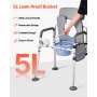 VEVOR Nachttoilettenstuhl 227 kg belastbar, Toilettensitzerhöhung mit gepolsterter Sitzfläche & Rückenlehne, abnehmbarer 5 L Eimer, Toilettenstuhl (Höhe und Breite einstellbar) für Erwachsene