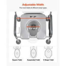 VEVOR Nachttoilettenstuhl Toilettensitzerhöhung 227kg Höhenverstellbar 4 in 1
