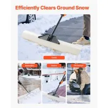 VEVOR Schneeschaufel, 1235x1250 mm Schneeräumer mit ergonomischem Griff, HDPE-Schaufelblatt, Schneeräumwerkzeug, tragbarer Schneeschieber zum Reinigen von Einfahrten, Treppen und Gehwegen